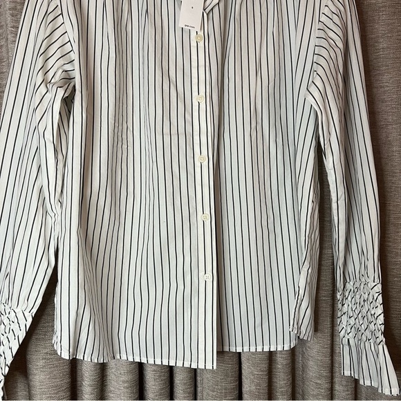 NWT Gap White and Black Striped Collared Button Up Long Sleeve Top Size Small - Picture 6 of 14